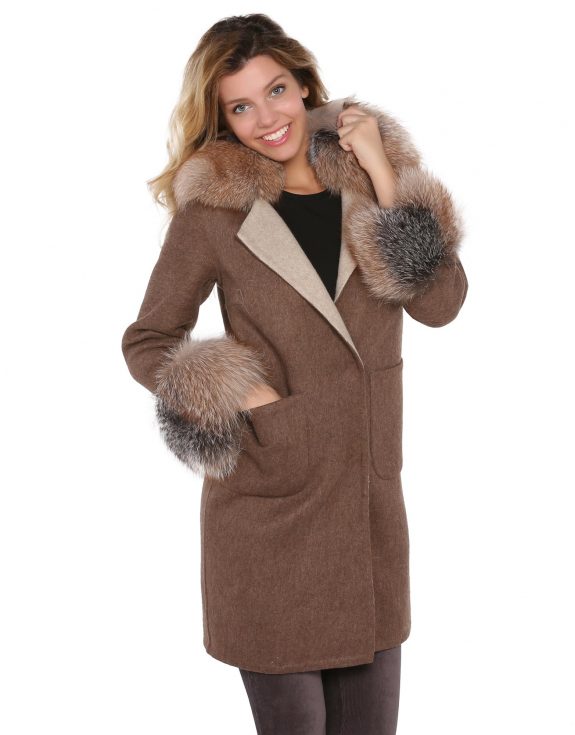 Brown Woman Alpaca Coat